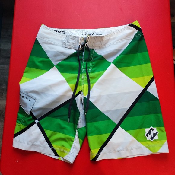 Billabong platinum X stretch surfer board short white and green men's size 34 - Picture 1 of 12
